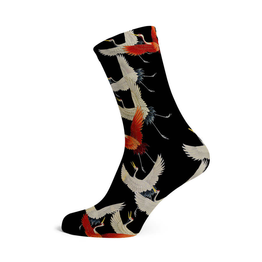 Socks Cranes (Black) | Painted